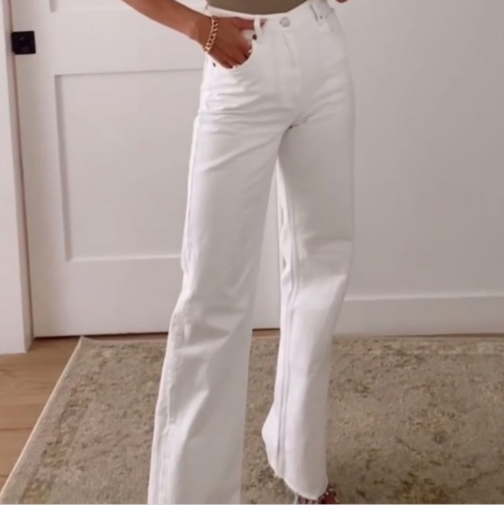 NWT Zara Wide Leg Hi-Rise Full Length Jeans - Picture 6 of 6